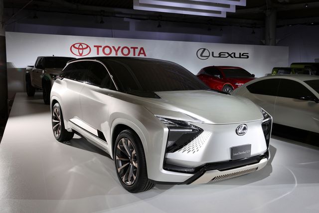 lexus electrified suv concept on stage